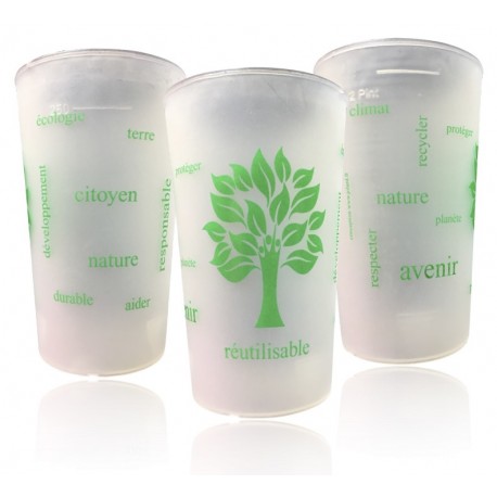 Gobelet réutilisable en plastique écologique et verre 420 ml Lobel